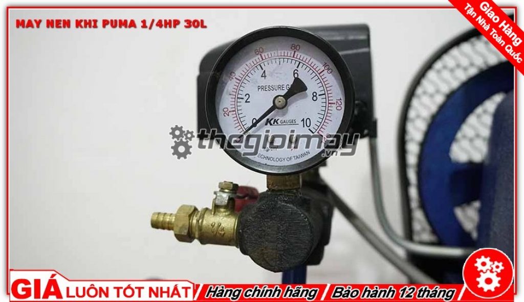 Đồng hồ áp máy nén khí dây đai PUMA 1/4HP -30l