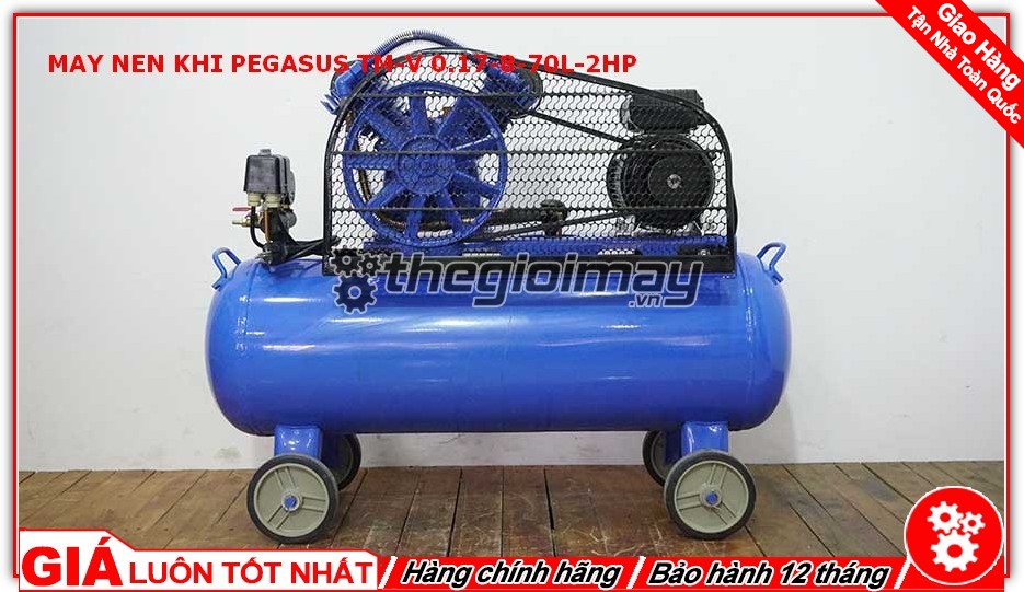 ​Máy nén khí PEGASUS TM-V-0.17/8-70L-2HP chất lượng uy tín