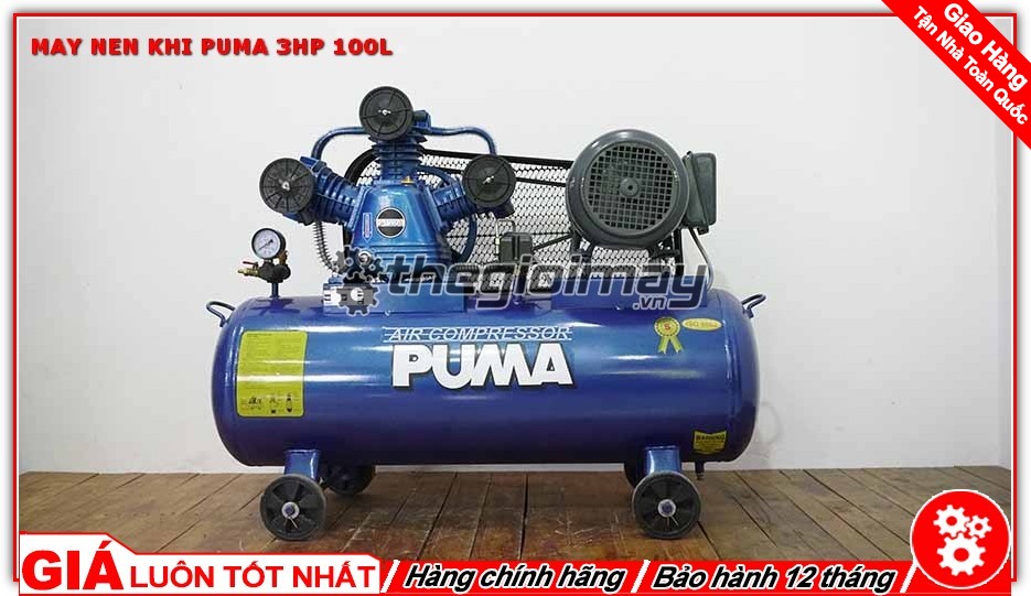 Máy nén khí dây đai PUMA 3HP 100L