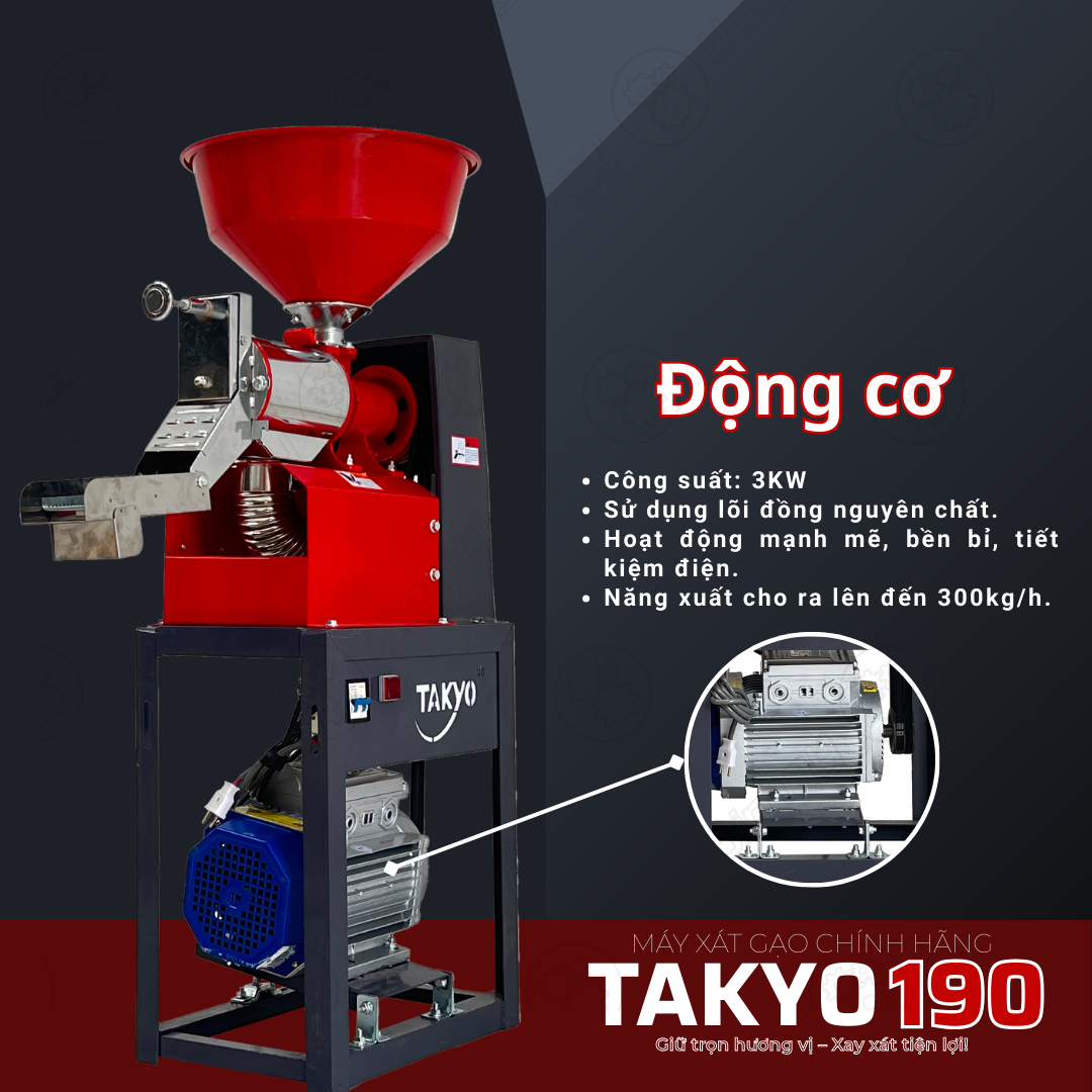Động cơ của máy xay xát lúa gạo đa năng Takyo TK 190