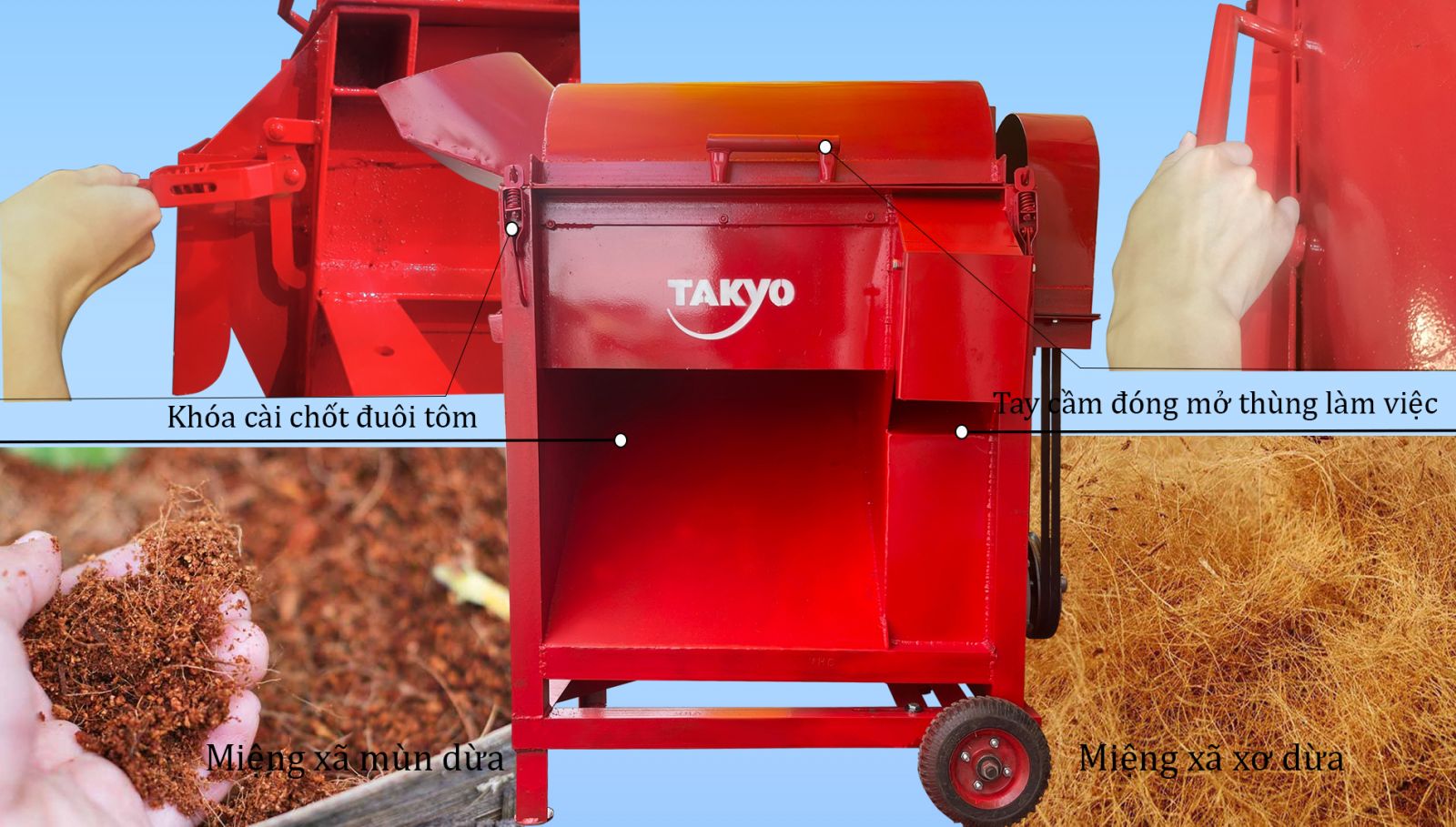 Năng suất hoạt động máy băm xơ dừa Takyo TK550