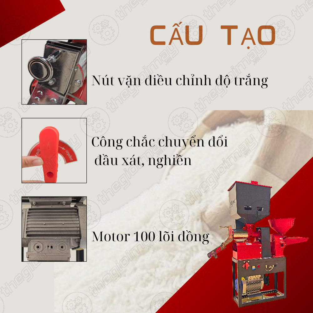 Cấu tạo của máy xát gạo gia đình Takyo TK 200 P