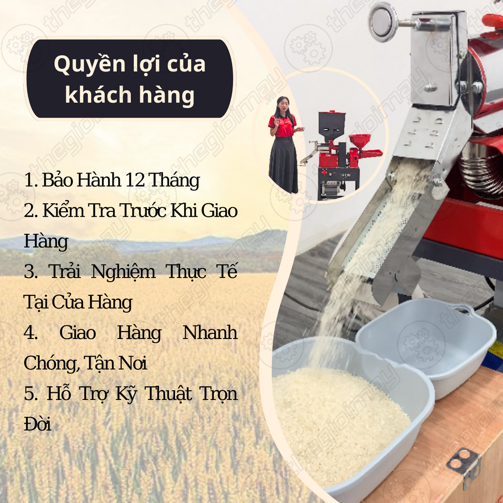 Quyền lợi của khách hàng khi mua máy xát gạo Takyo TK 200 P