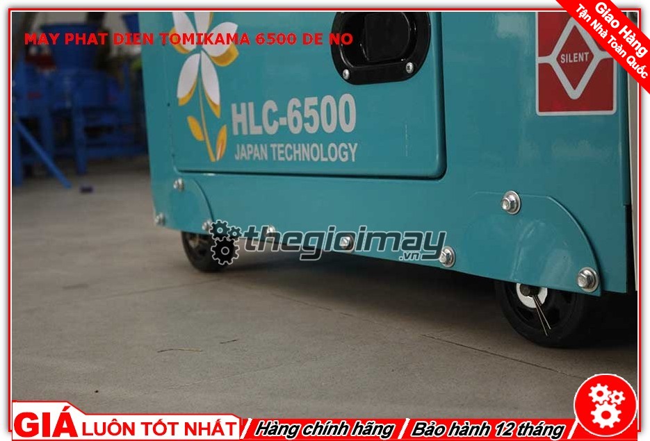 Máy phát điện Tomikama HLC-6500 được trang bị hệ thống bánh xe giúp máy dễ dàng di chuyển