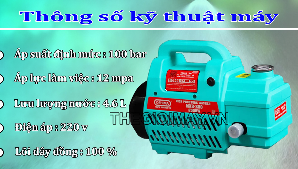 Thông số kỹ thuật máy rửa xe Oshima 300