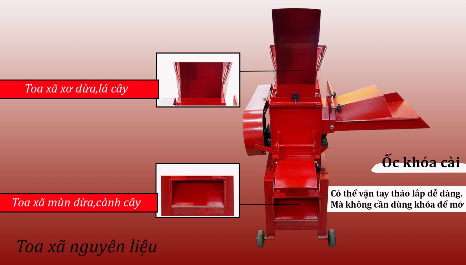 Toa xã nguyên liệu máy băm xơ dừa Takyo TK300