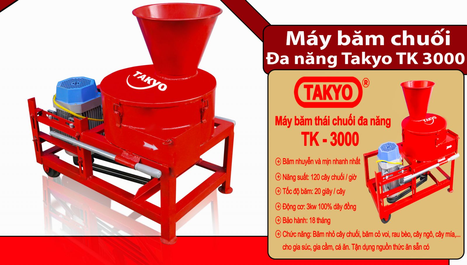 Thông số máy bặm chuối Takyo TK3000