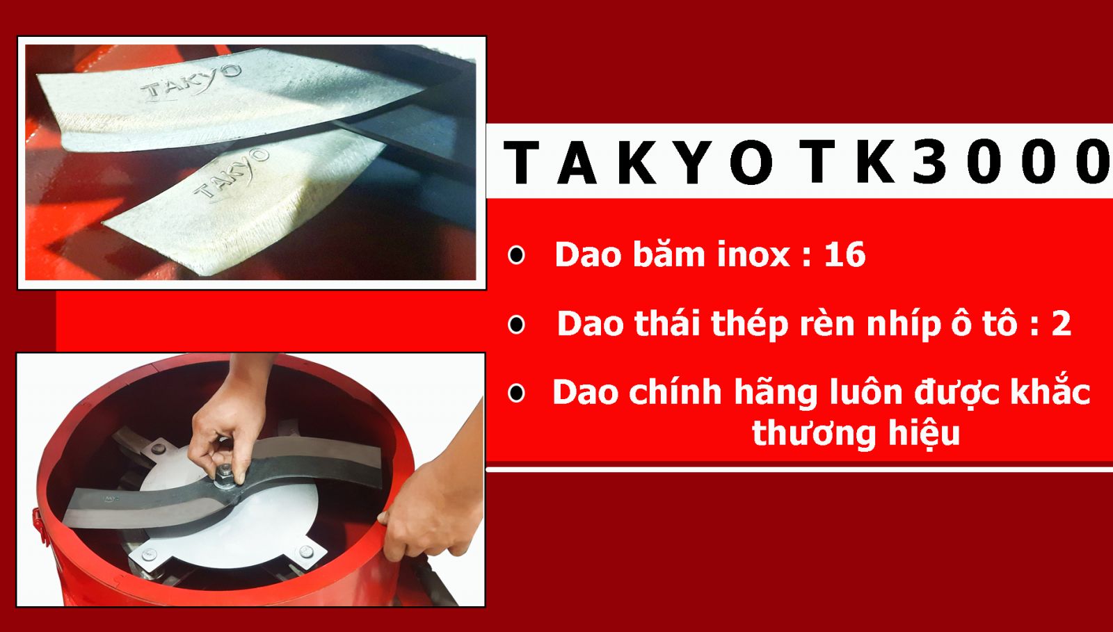 Cấu tạo bộ dao băm thái máy nghiền chuối Takyo TK 3000
