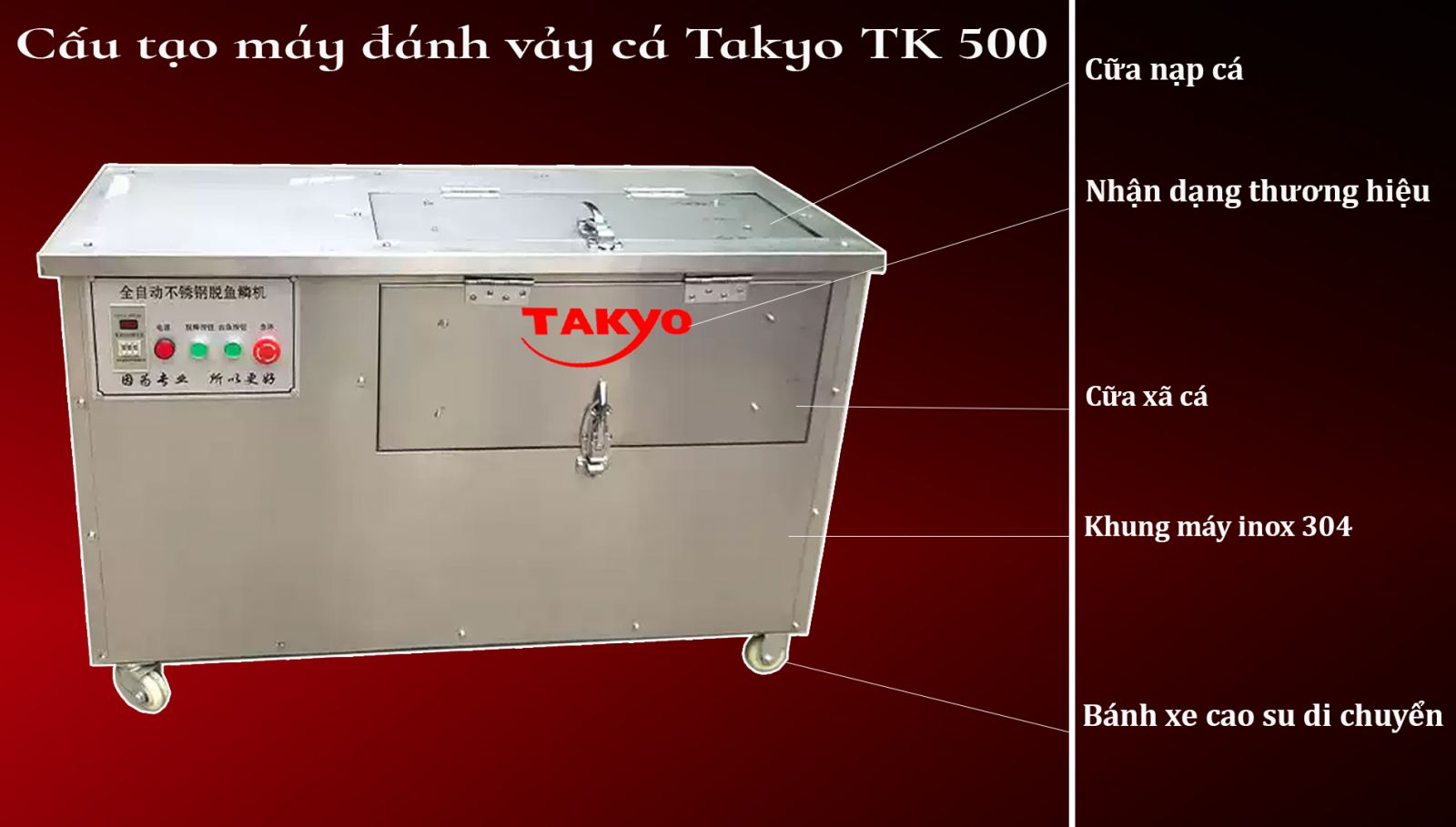 Cấu tạo máy đánh vảy cá Takyo Tk500