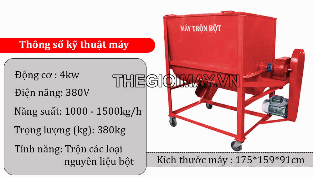  Thông số kỹ thuật máy trộn thức ăn chăn nuôi Takyo TK 380 - 4 - 3p