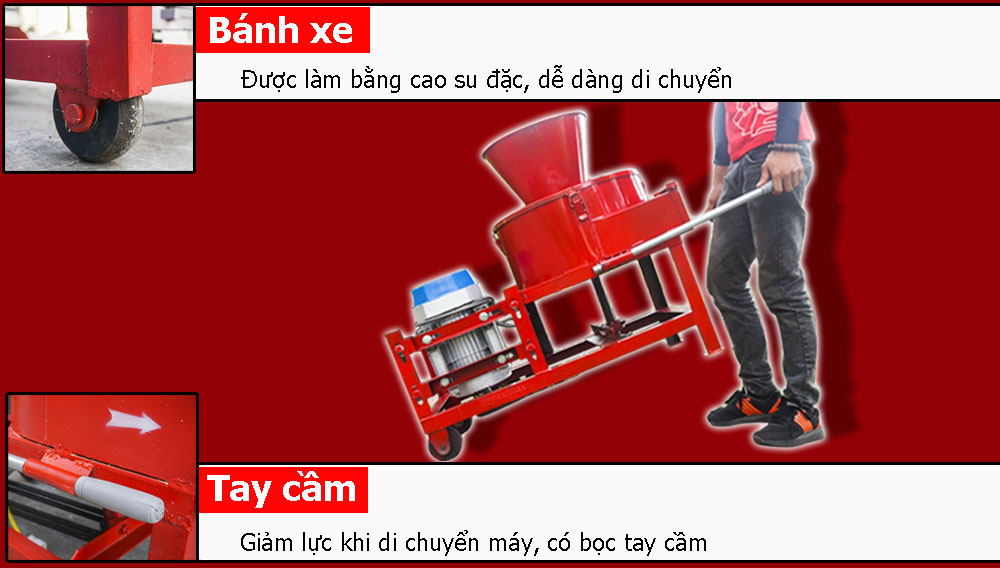 Hệ thống bánh xe di chuyển của máy băm chuối TAKYO TK3000