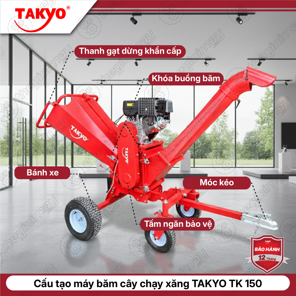Cấu tạo của máy băm cây chạy xăng TAKYO TK 150