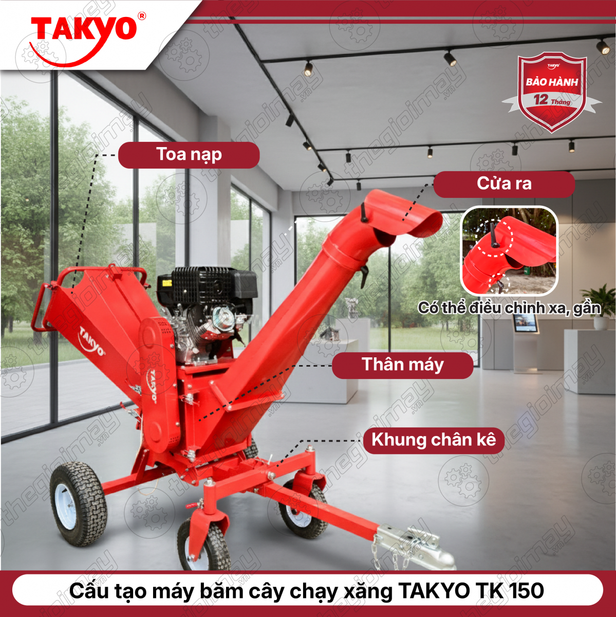 Cấu tạo của máy băm cây chạy xăng TAKYO TK 150