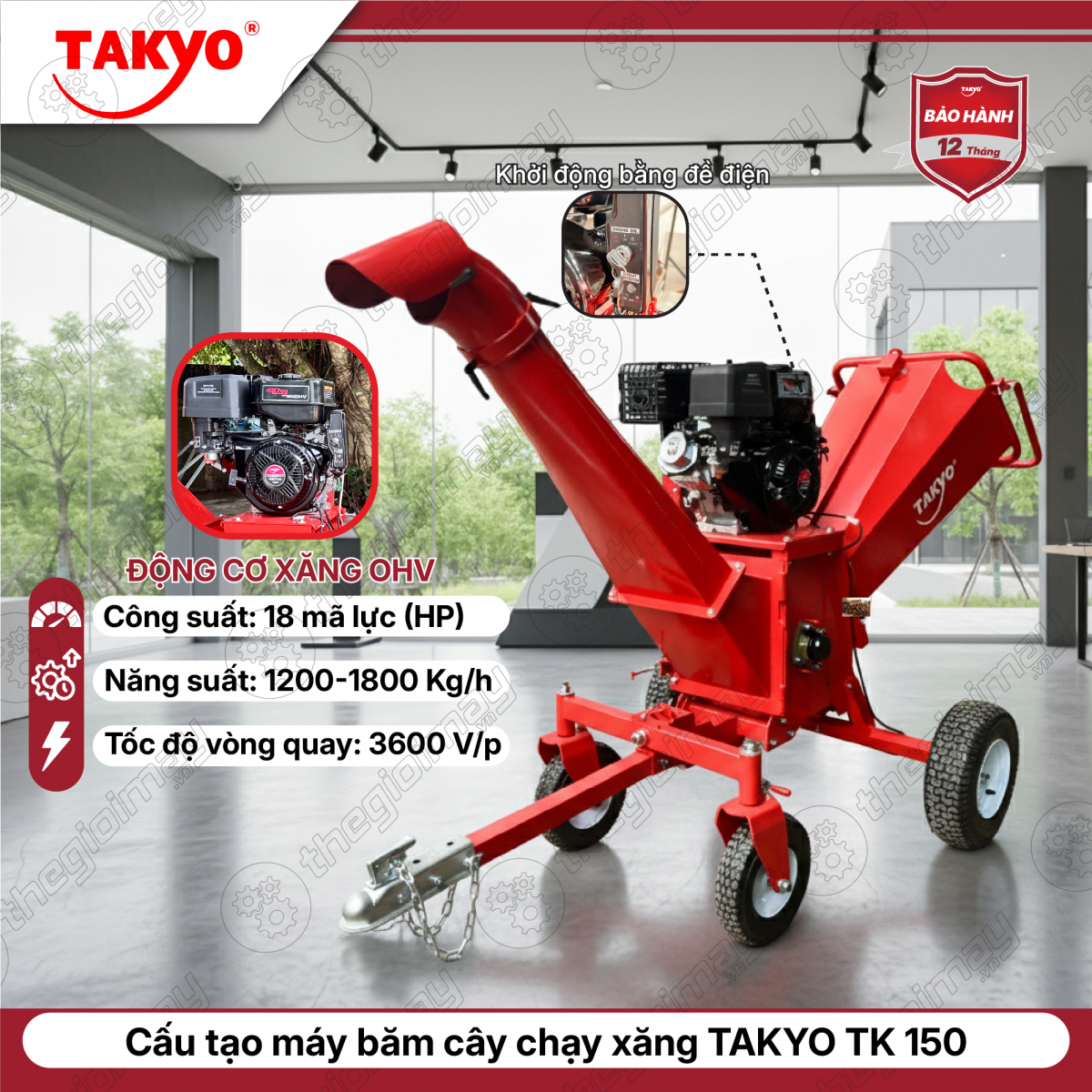 Động cơ của máy băm cây chạy xăng TAKYO TK 150