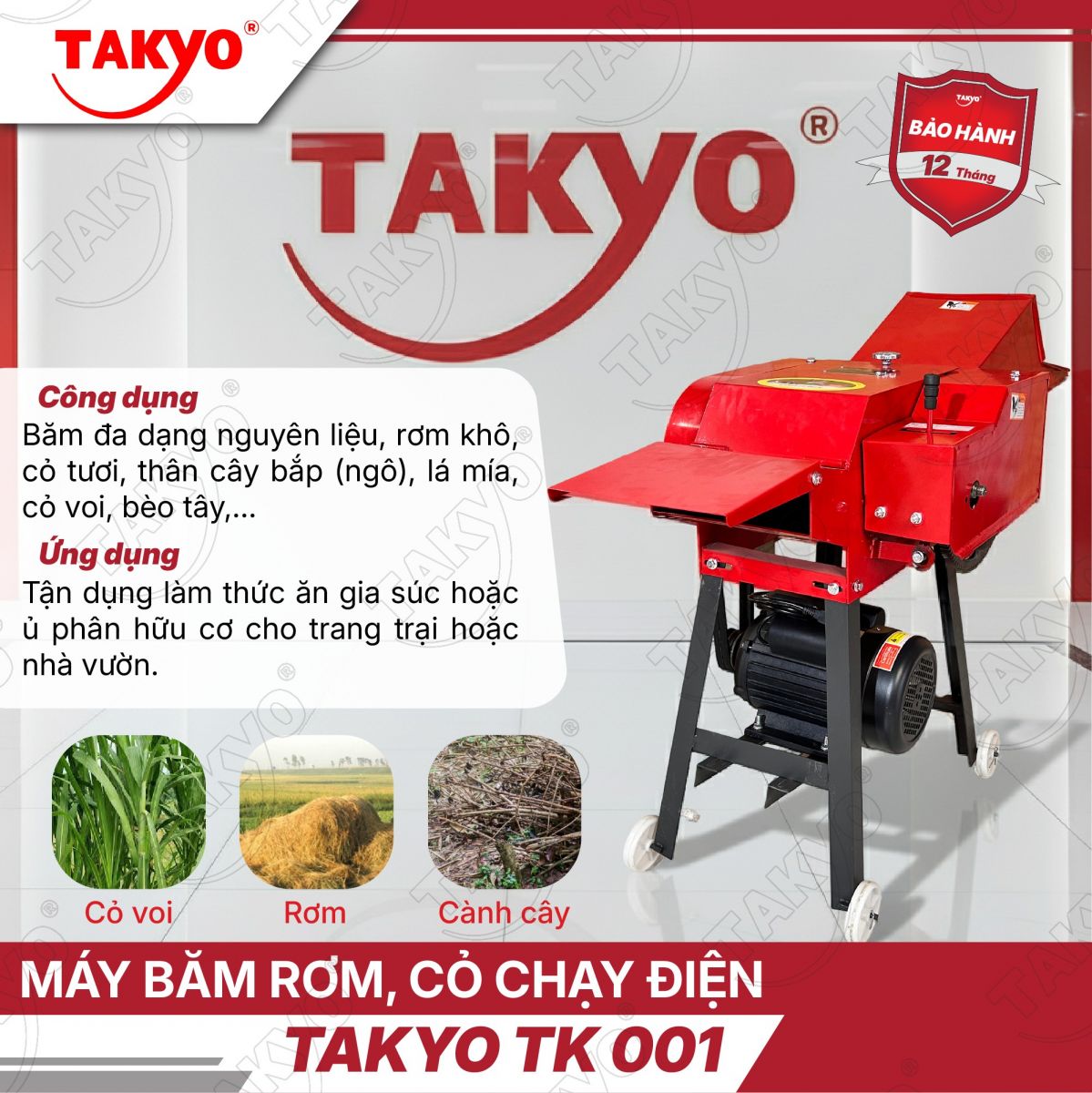 Chức năng và tính năng nổi bật từ máy băm rơm cỏ chạy điện TAKYO TK 001