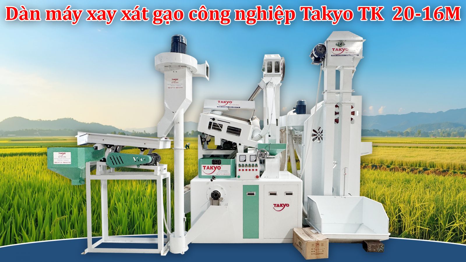 Dàn máy xay xát lúa gạo liên hoàn tự động Takyo TK 20-16M