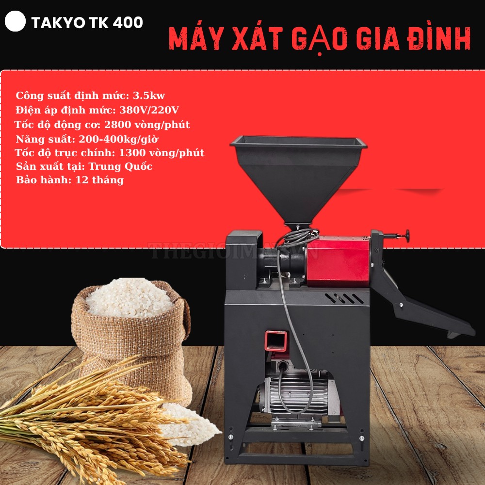 Thông số của máy xát lúa gạo hiện đại Takyo TK 400