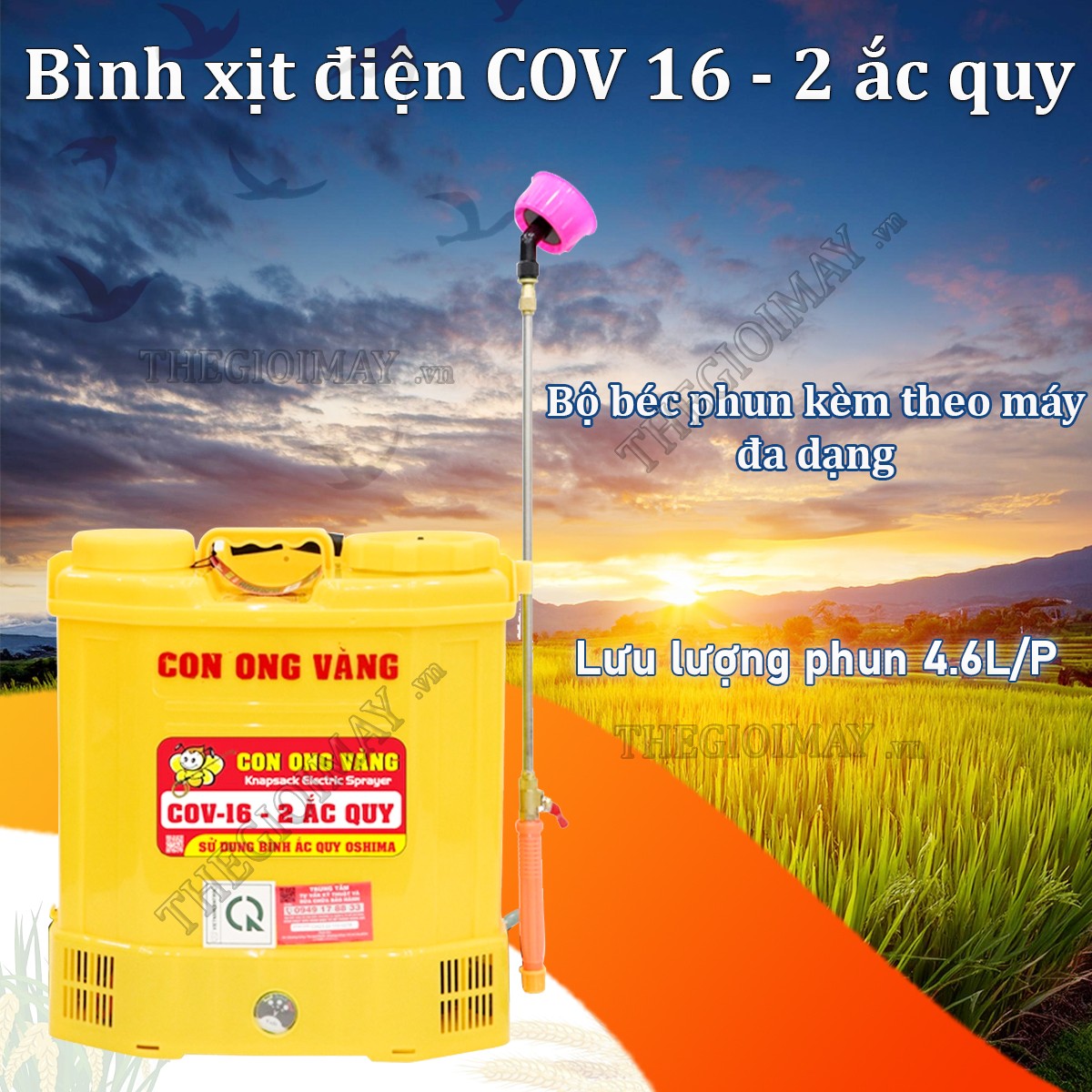 Bình xịt điện COV 16 - 2 ắc quy