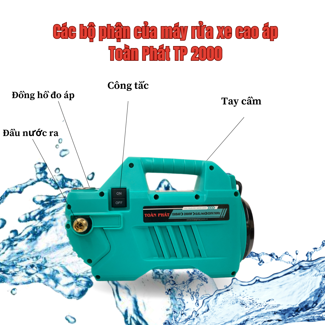 Máy rửa xe mini Toàn Phát TP 2000 có thiết kế thông minh và hiện đại giúp người sử dụng dễ dàng thao tác hơn trong quá trình xịt rửa xe của mình