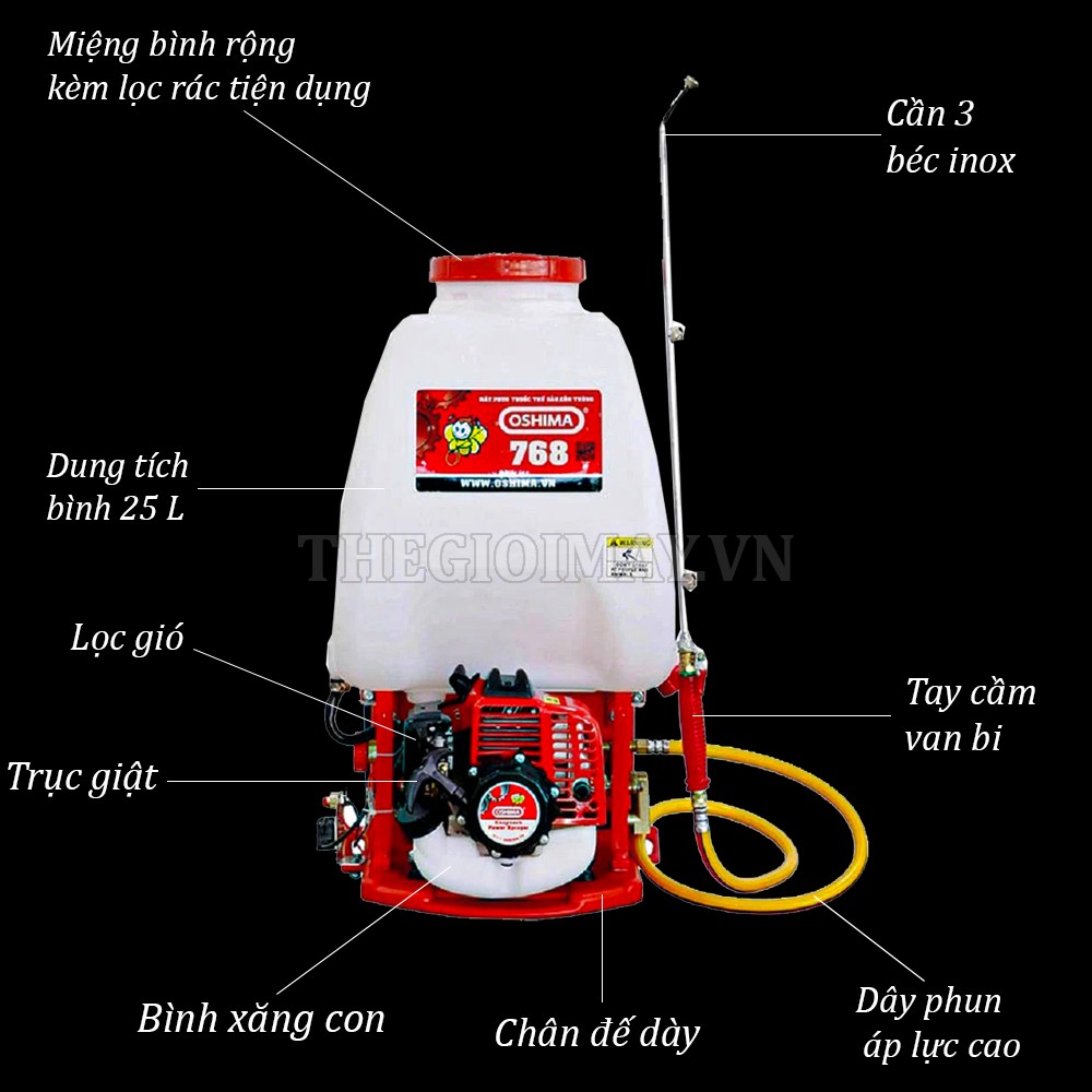 Cấu tạo của bình xịt động cơ OSHIMA 768 D