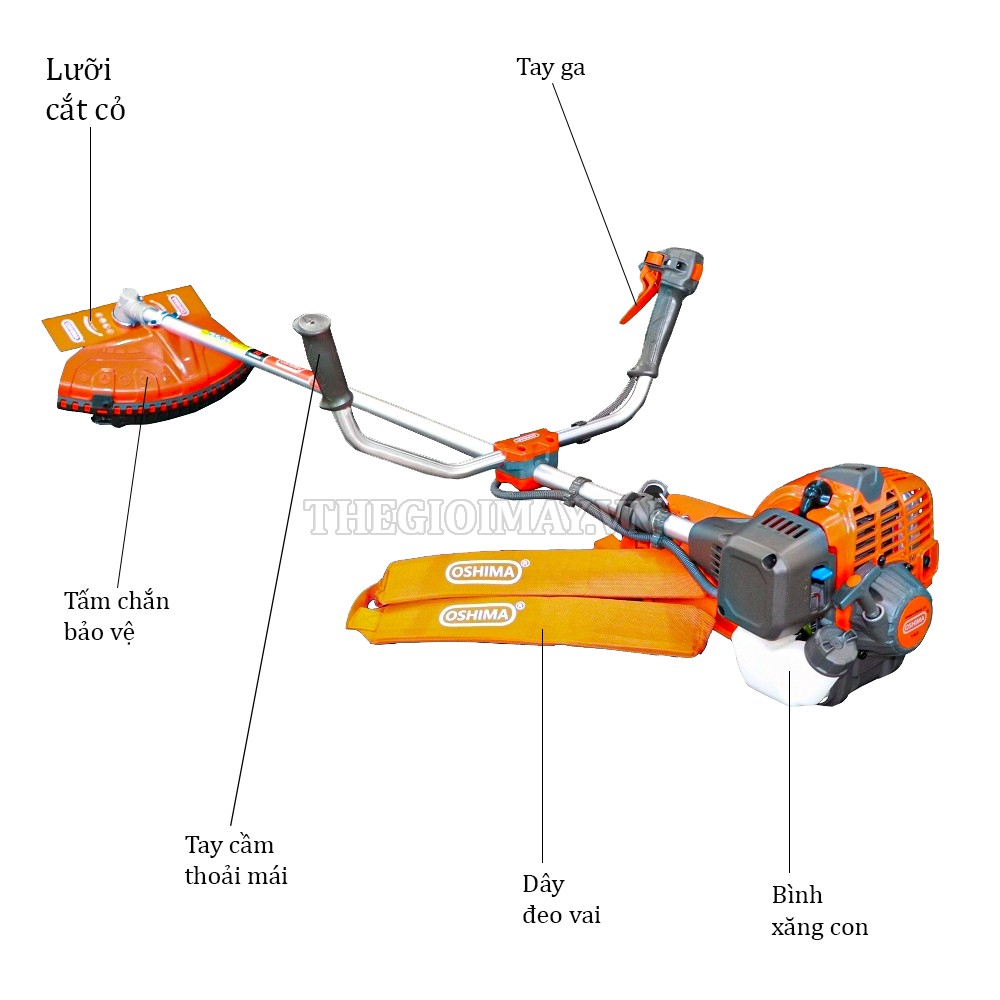 Cấu tạo của máy cắt cỏ Oshima 143 cần rời chết