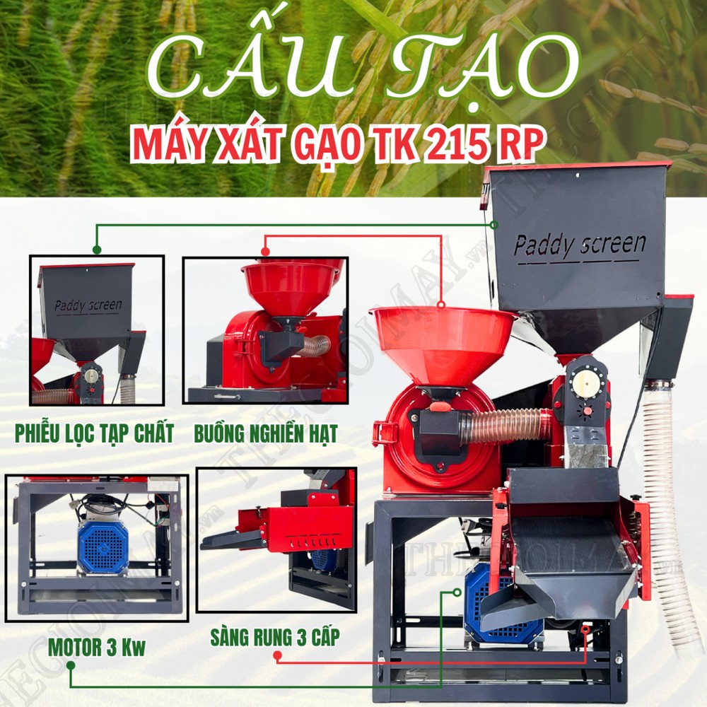 Cấu tạo nổi bật của máy xát gạo gia đình Takyo TK 215 RP