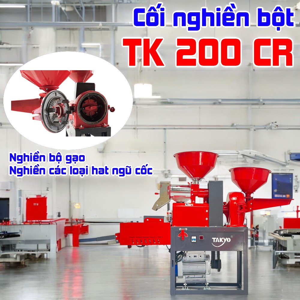 Cối nghiền bột của TK 200 CR có thể nghiền mịn trấu cám, các loại hạt,...