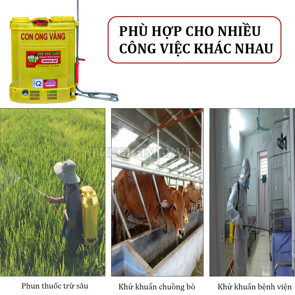 Ứng dụng của bình xịt điện con ong vàng COV 20 DP 