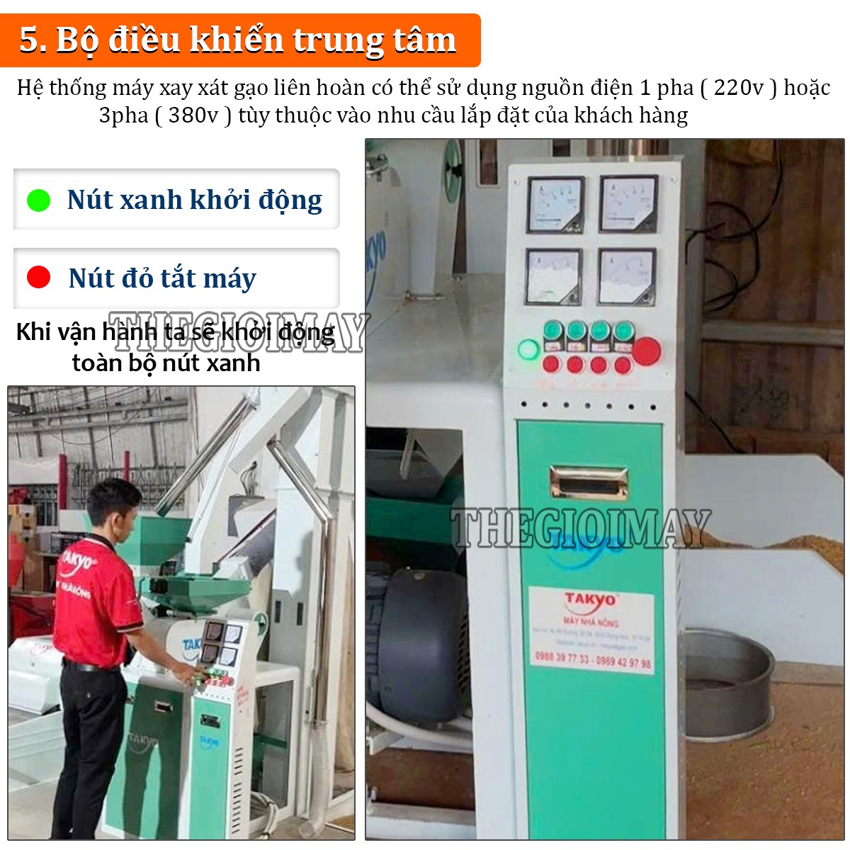 Bộ điều khiển trung tâm dàn máy xát gạo Takyo TK 1200