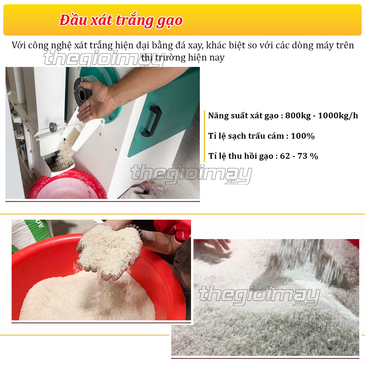 Năng suất vận hành của máy xay xát gạo Takyo XL-21