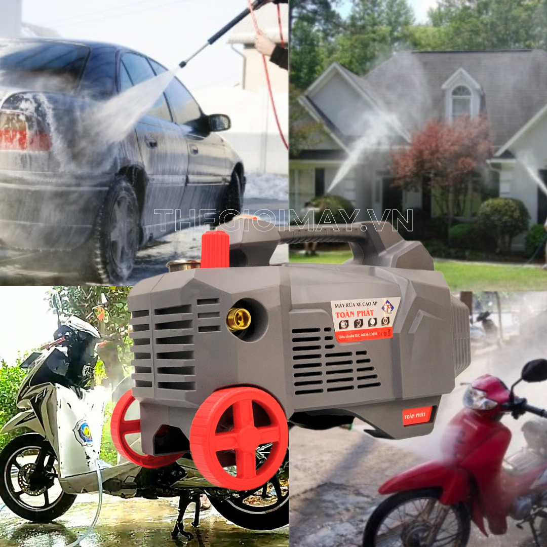 Máy rửa xe đa năng Toàn Phát TP 3000 ngoài công dụng chính là rửa xe thì máy còn có thể xịt rửa máy lạnh, xịt rửa sân vườn, chuồng trại, tưới cây trong vườn,...