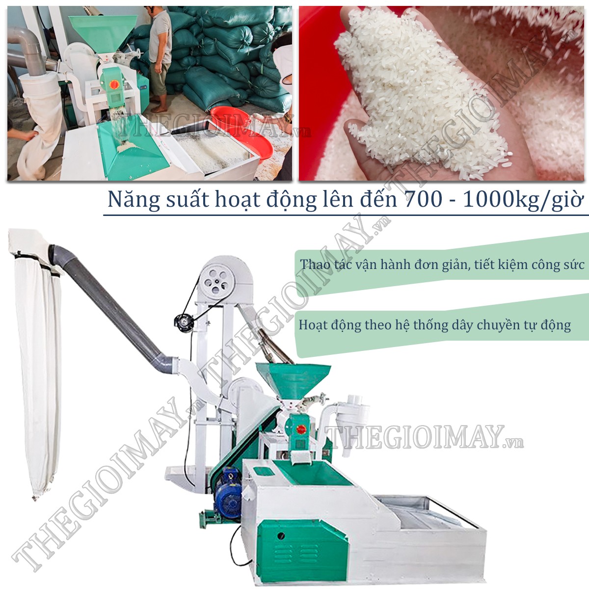 ưu điểm sử dụng hệ thống máy xát gạo LH 1000