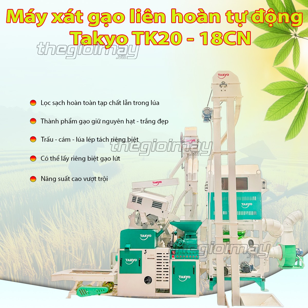  Máy xay xát gạo liên hoàn tự động Takyo TK20-18CN