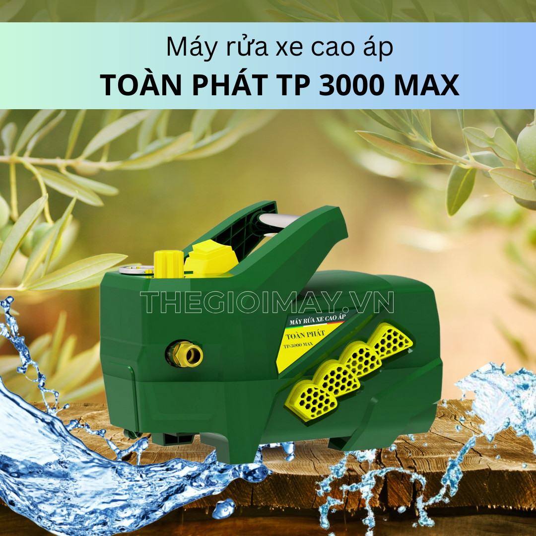 Máy rửa xe Toàn Phát TP 3000 Max là dòng máy rửa xe gia đình có áp lực mạnh mẽ lên đến 150 bar, mô-tơ 100 % lõi đồng giúp máy hoạt động êm ái, bền bỉ, có tuổi thọ cao.