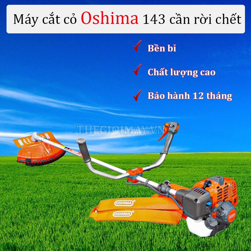 Máy cắt cỏ Oshima 143 cần rời chết được trang bị động cơ mạnh mẽ với công suất 1.47 kw