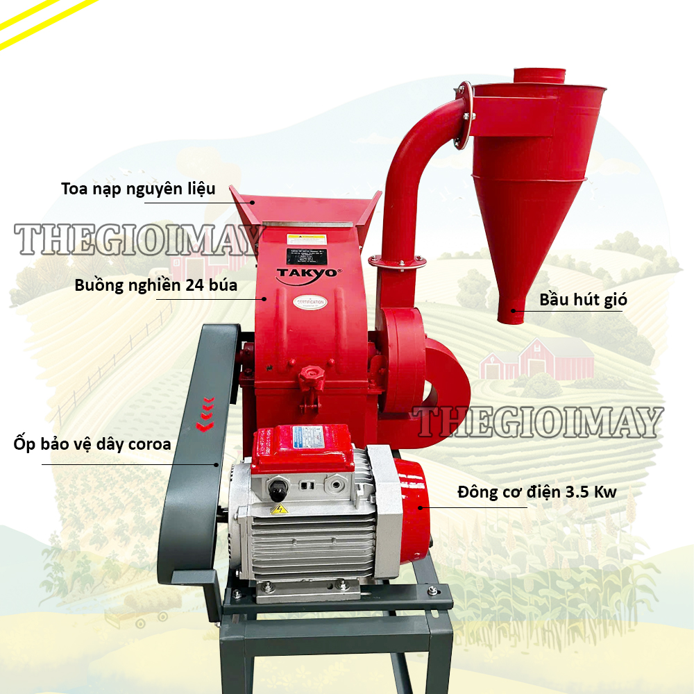 Cấu tạo nổi bật của máy nghiền 24 búa Takyo TK 24-28 3.5KW