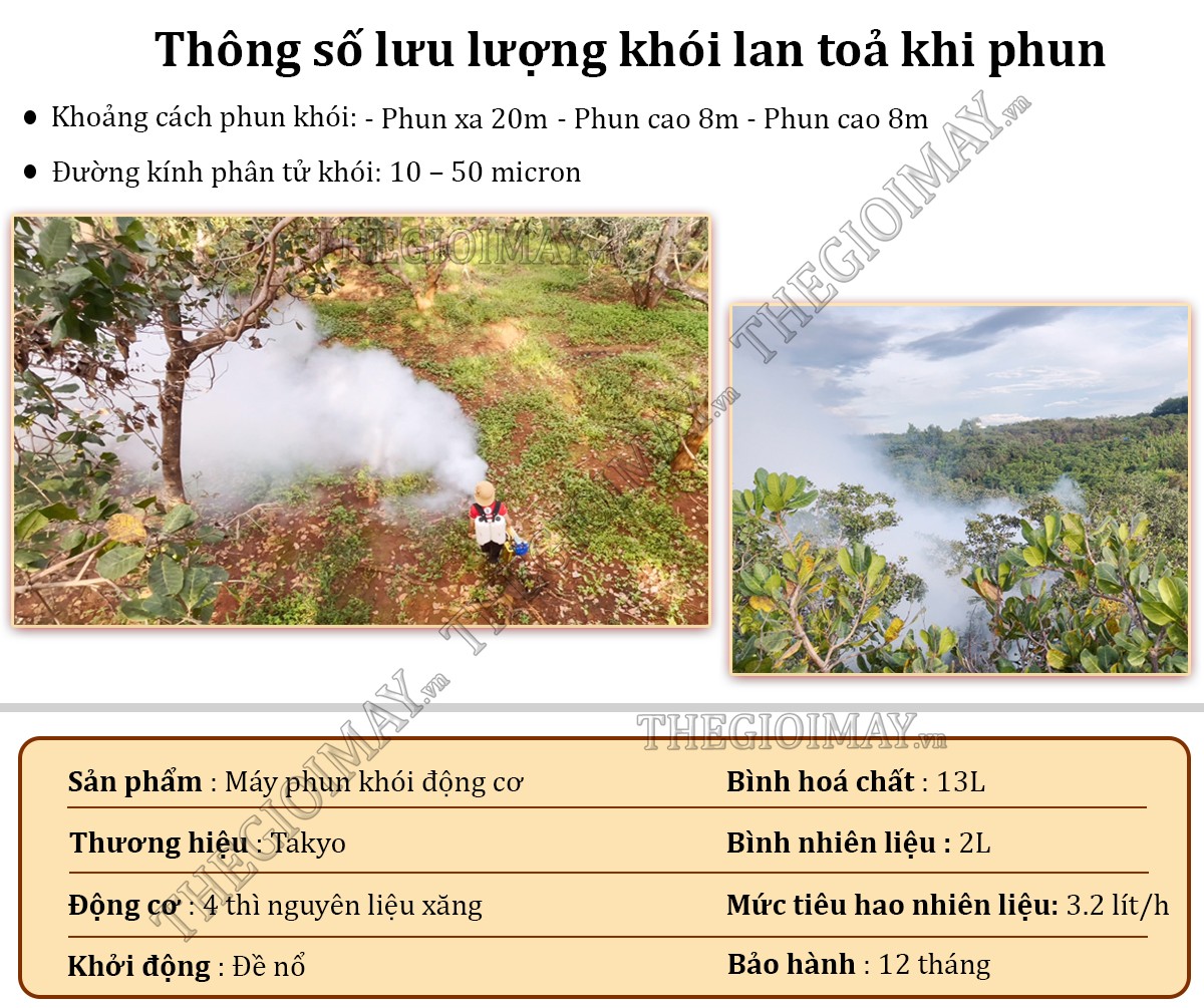 Máy phun khói Takyo TK 350 với tốc độ phun khói lan tỏa nhanh và đều