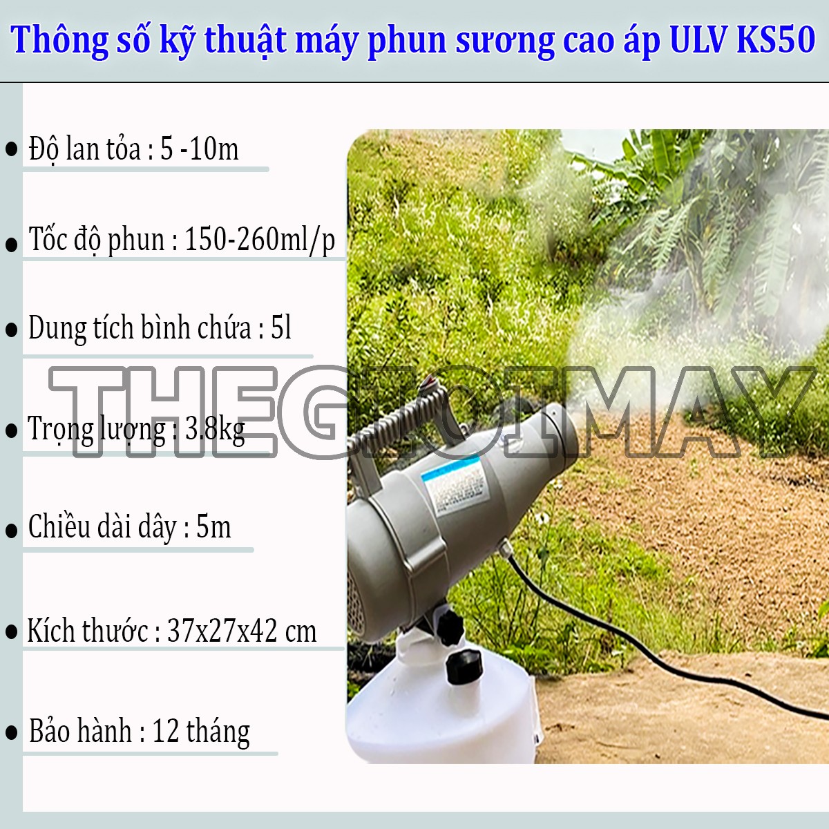 Thông số kỹ thuật máy phun sương ULV Kawasaki KS50
