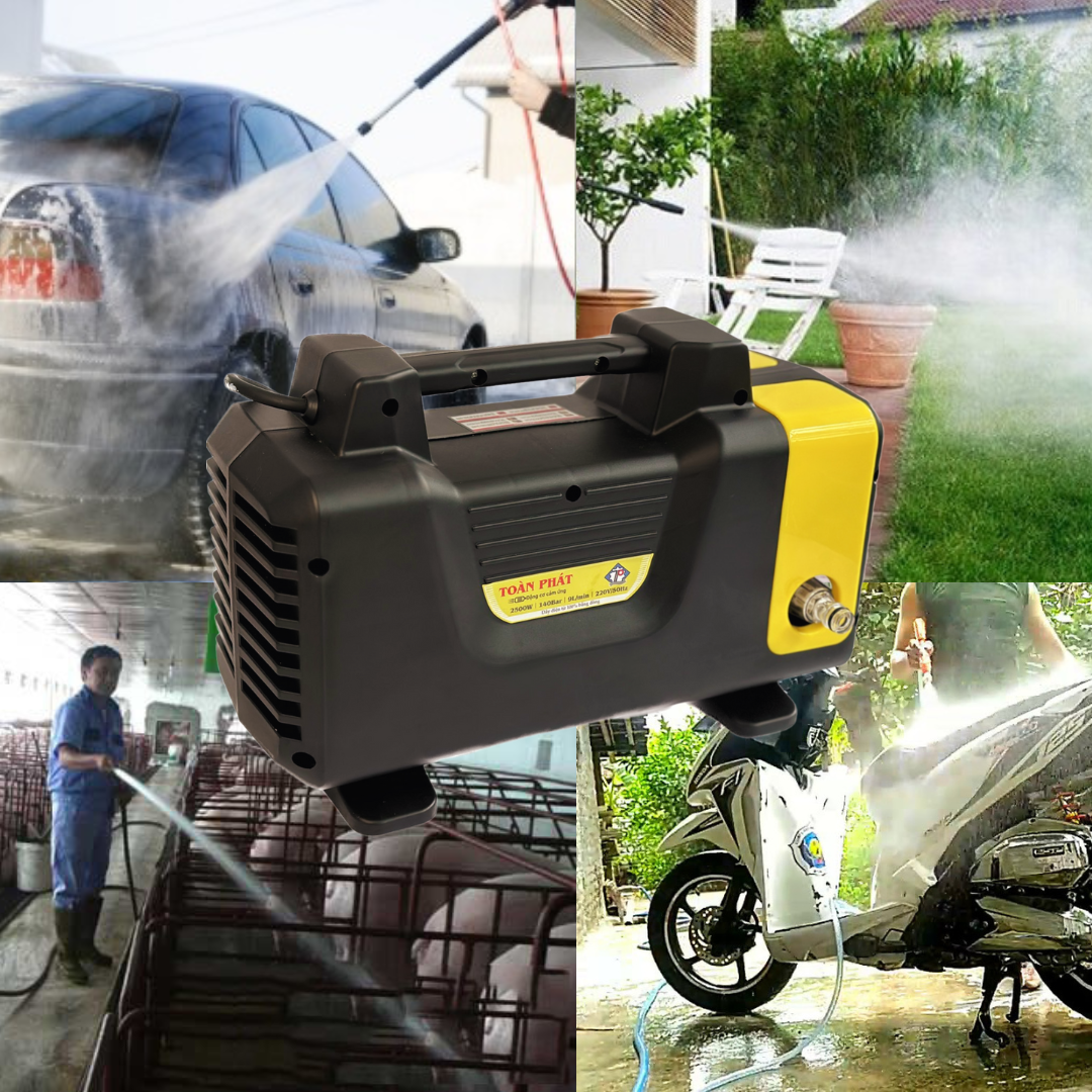 Máy rửa xe đa năng Toàn Phát TP 2500 được ứng dụng trong đời sống hằng ngày như xịt rửa xe máy, xịt rửa sân vườn, chuồng trại, tưới cây trong vườn,...
