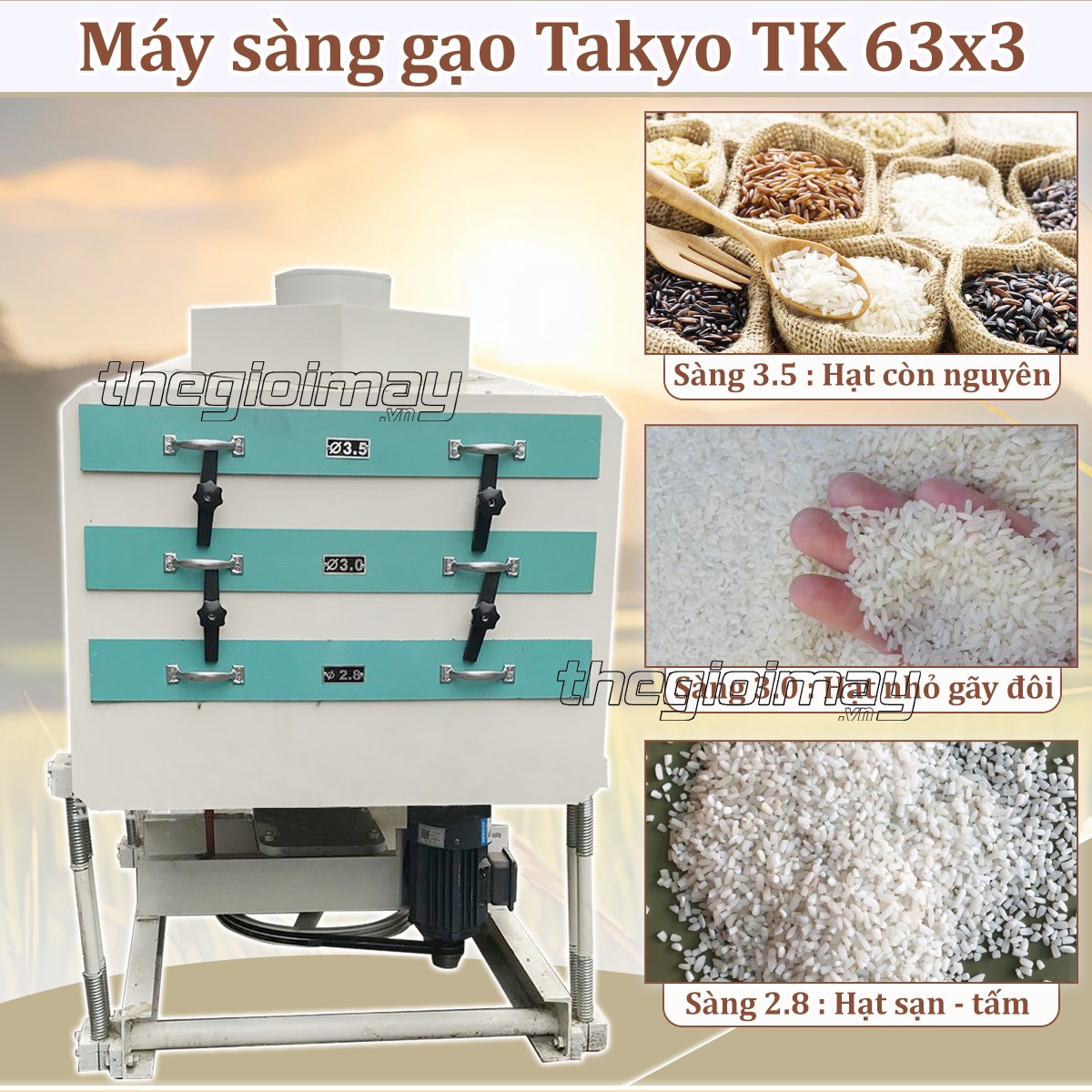 Máy sàng gạo Takyo TK 63x3