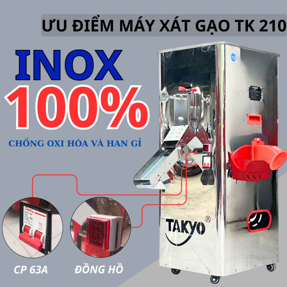 Những điểm nổi bật của mát xát gạo inox Takyo TK 210