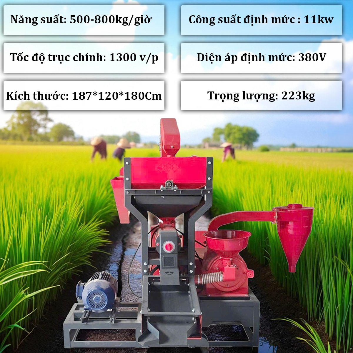 Thông số kỹ thuật máy xay xát gạo Takyo TK 1100