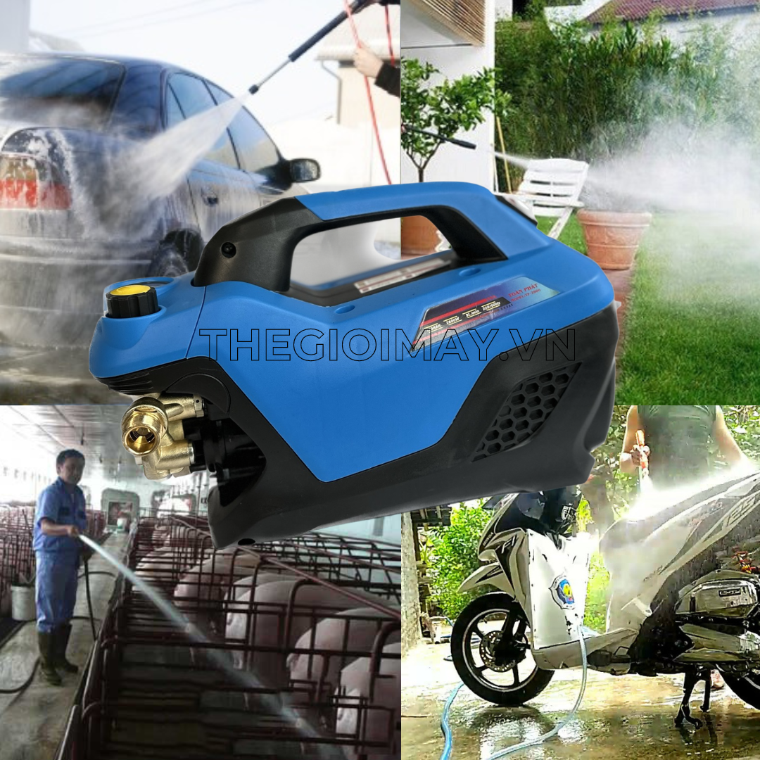 Ứng dụng của máy rửa xe áp lực cao Toàn Phát TP 2800 bà con có thể xịt rửa xe tại nhà, xịt rửa sân vườn, chuồng trại, xịt rửa máy lạnh,...