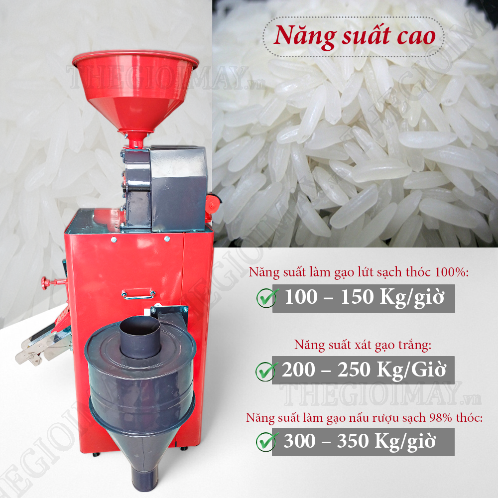 Năng suất của máy xát gạo hiện đại Takyo TK 250 