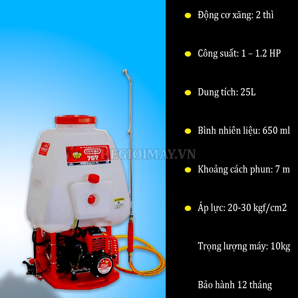 Thông số của bình xịt động cơ OSHIMA 767 D