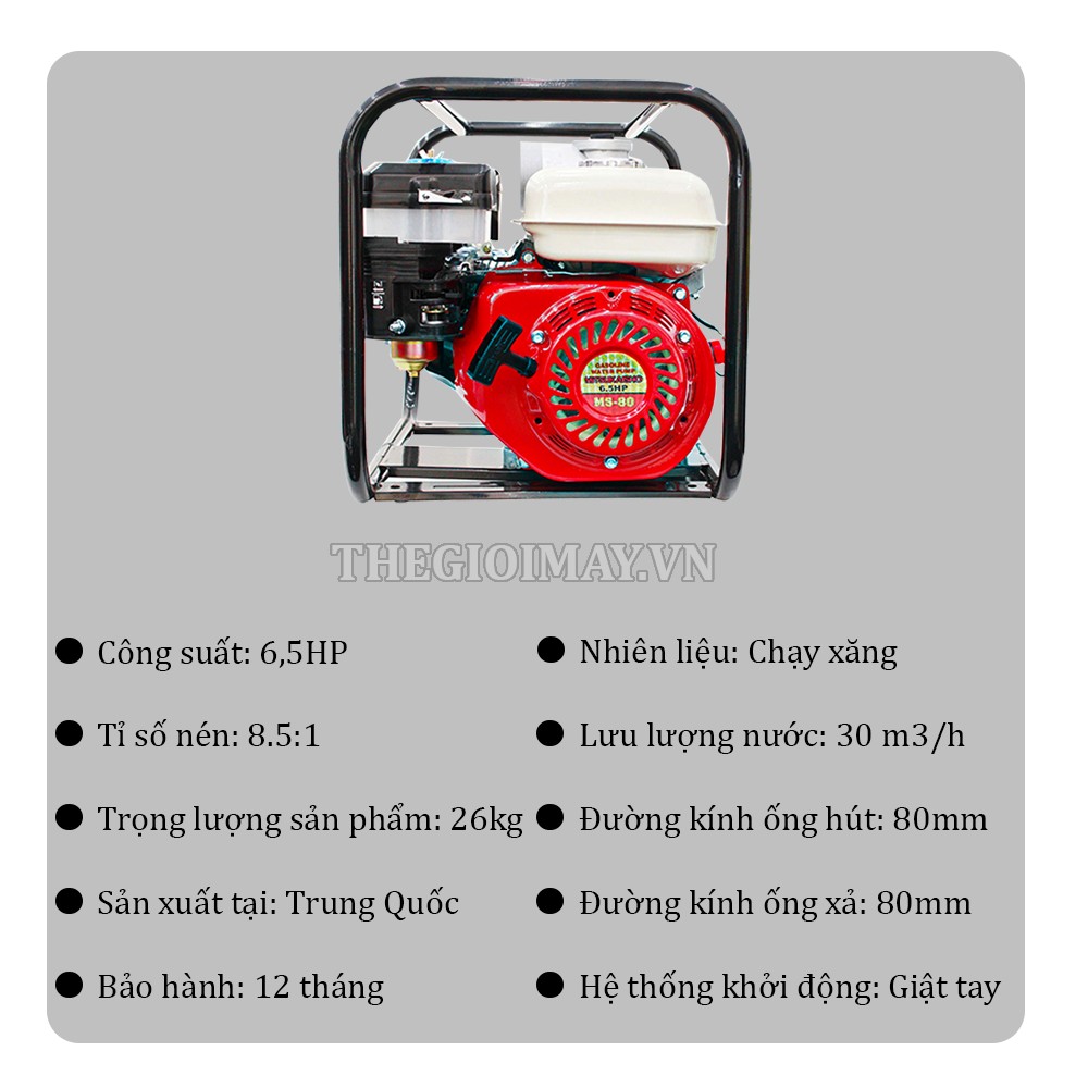 Thông số của máy bơm nước Mitsukaisho MS 80