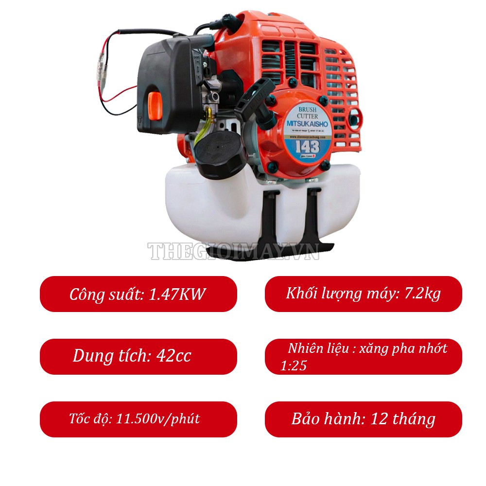 Thông số của máy cắt cỏ Mitsukaisho 143 cần rời chết 