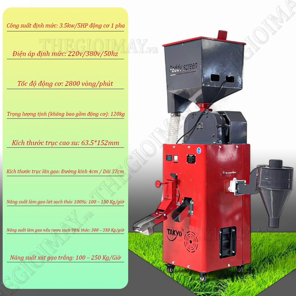 Thông số kỹ thuật của máy xát gạo gia đình Takyo TK 250 P