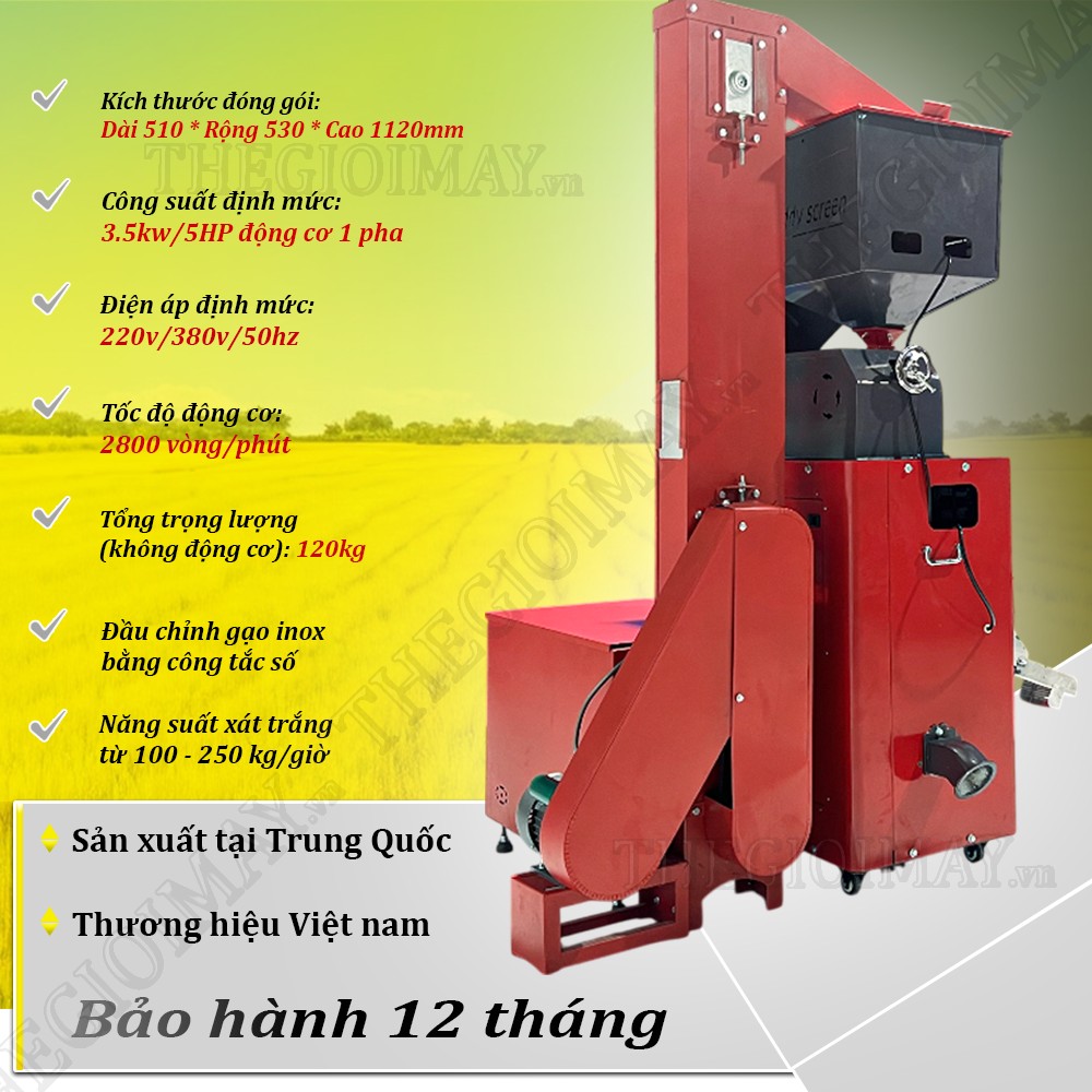 Thông số kỹ thuật của máy xát gạo Takyo TK 250 CPT