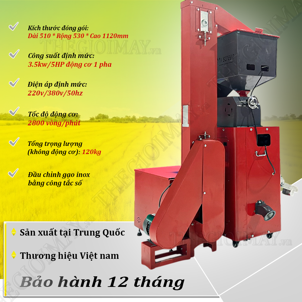 Thông số kỹ thuật của máy xát gạo Takyo TK 250 CPT